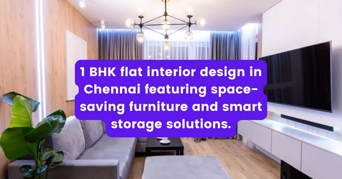 Stylish 1 BHK interior design idea showcasing how to maximize space in a small flat in Chennai.